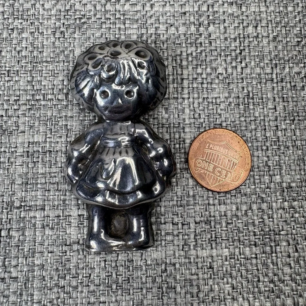 Taxco Mexico 925 Sterling Silver Rag Doll Girl Pendant Slide Vintage Folk Art